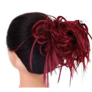 Messy Burgundy Red Hair Bun Hair piece Messy Bun Scrunchy Extensions Y2K